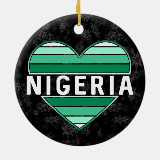 I Love Nigeria, Nigerian Heart Ceramic Ornament (Back)