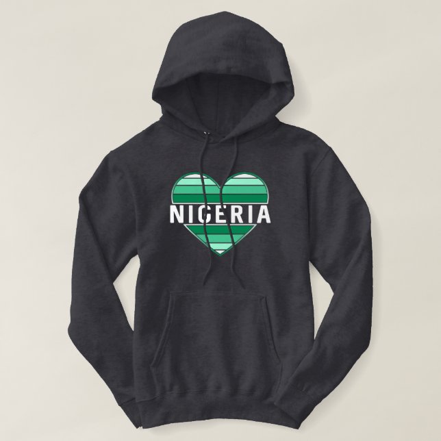 I Love Nigeria, Nigerian Heart Hoodie (Design Front)