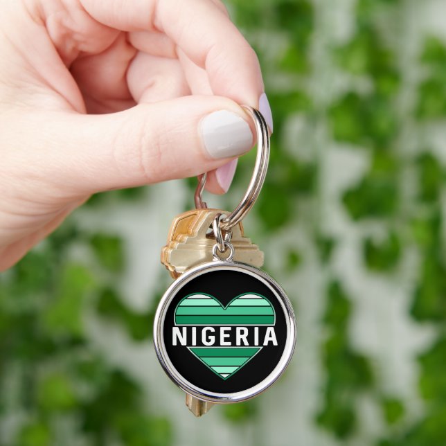 I Love Nigeria, Nigerian Heart Keychain (Hand)