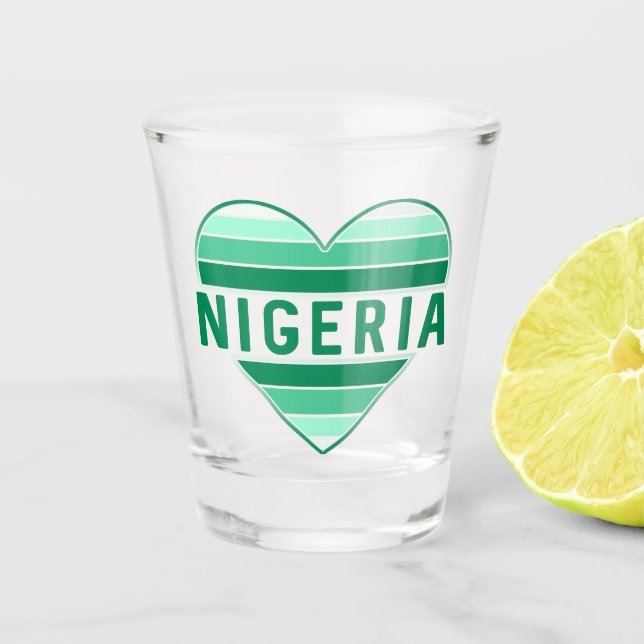 I Love Nigeria, Nigerian Heart Shot Glass (Front)