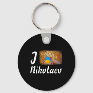 I Love Nikolaev Ukraine Power Ukrainian Flag Symbo Keychain