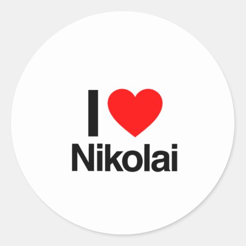 i love nikolai classic round sticker