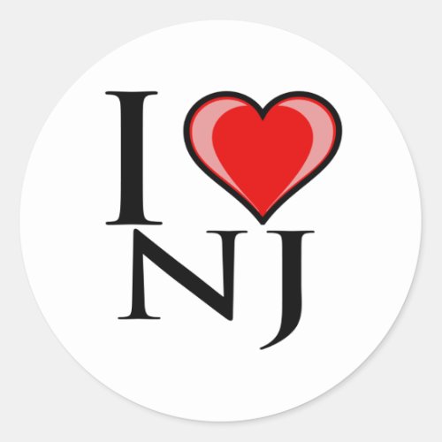 I Love NJ _ New Jersey Classic Round Sticker