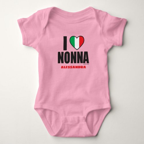 I LOVE NONNA personalized Pink Baby Bodysuit