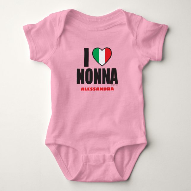 I LOVE NONNA personalized Pink Baby Bodysuit (Front)