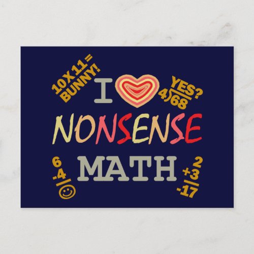 I Love Nonsense Math Holiday Postcard