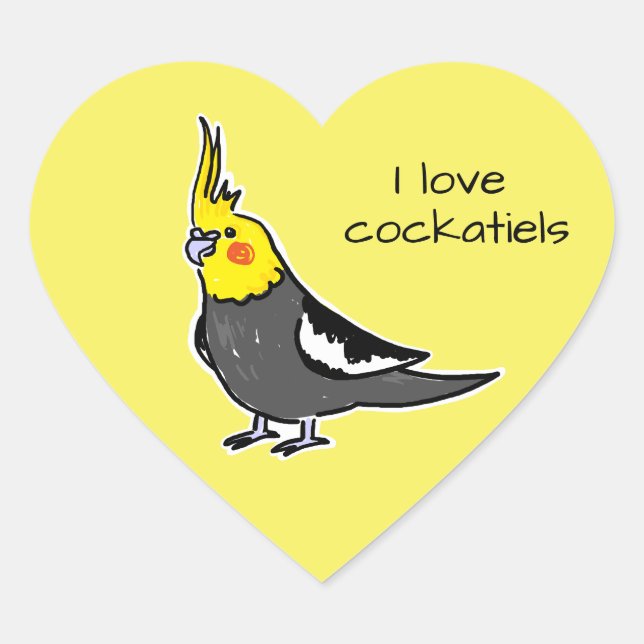 I Love Normal Grey Cockatiels Heart Sticker (Front)