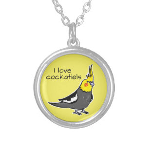 I Love Normal Grey Cockatiels Silver Plated Necklace