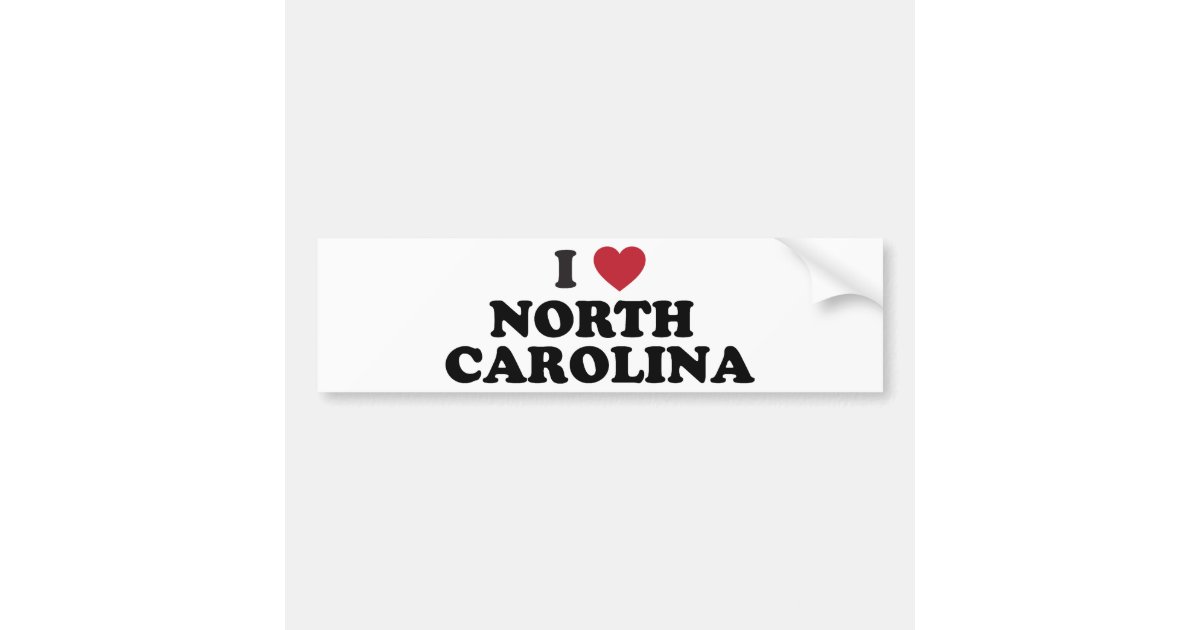I Love North Carolina Bumper Sticker Zazzle