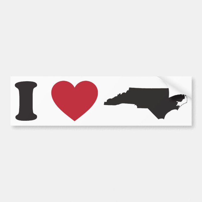 I Love North Carolina Bumper Sticker (Front)