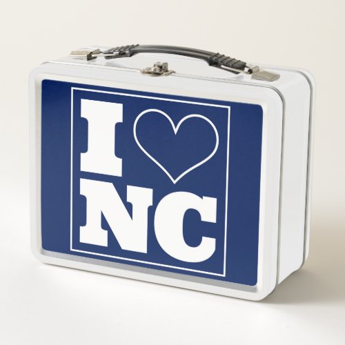 I Love North Carolina Navy Metal Lunch Box