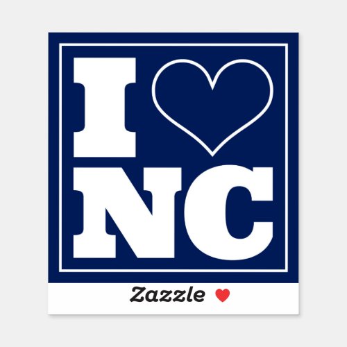 I Love North Carolina Navy Sticker