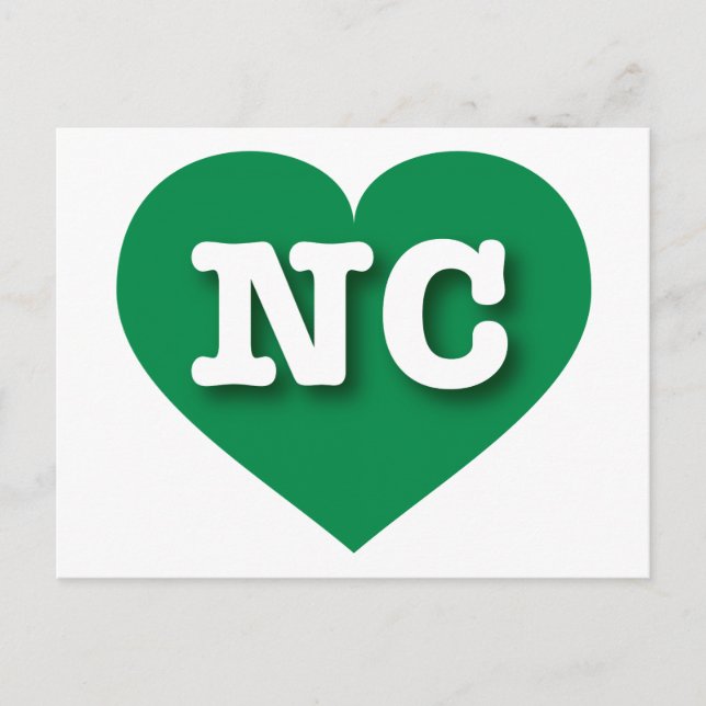 I love North Carolina - NC green heart Postcard (Front)