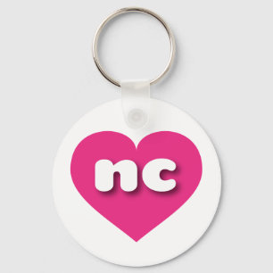 I love North Carolina - nc hot pink heart Keychain