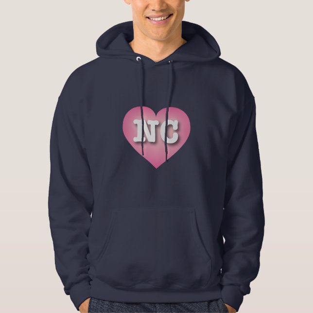 I love North Carolina - NC pink fade heart Hoodie (Front)