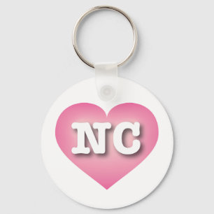 I love North Carolina - NC pink fade heart Keychain