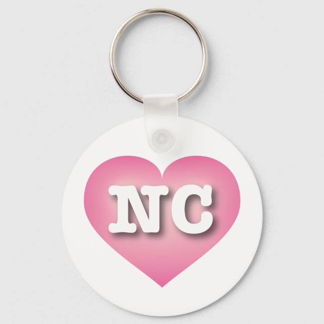 I love North Carolina - NC pink fade heart Keychain (Front)