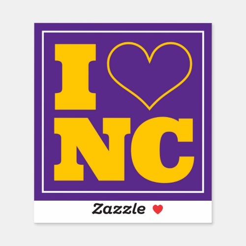 I Love North Carolina Purple Sticker