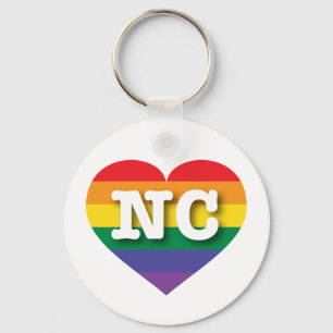 I Love North Carolina Rainbow Heart Keychain