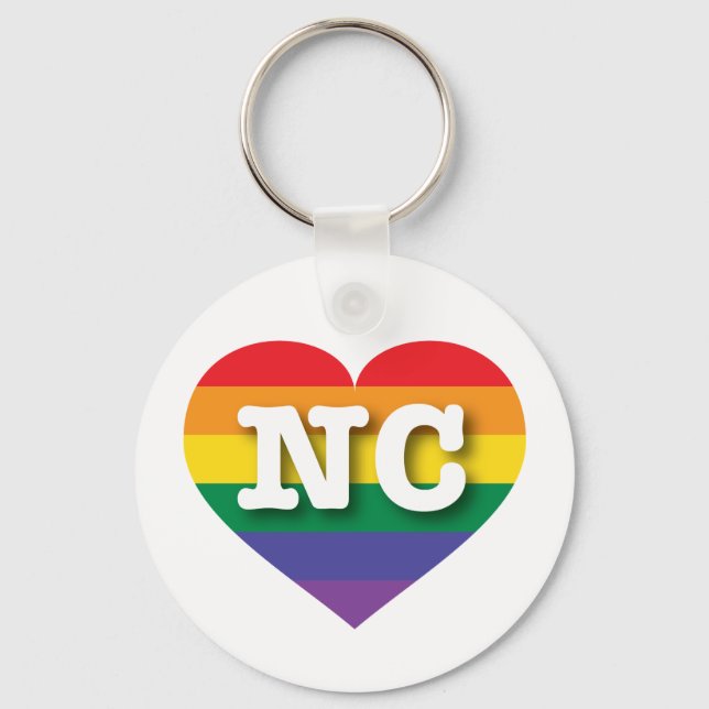 I Love North Carolina Rainbow Heart Keychain (Front)