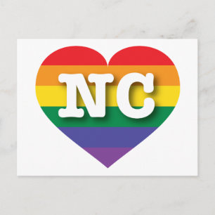 I Love North Carolina Rainbow Heart Postcard
