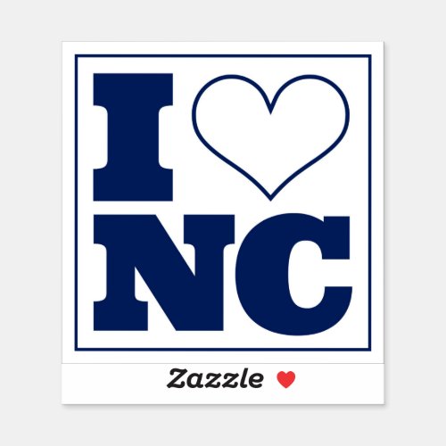 I Love North Carolina White Sticker