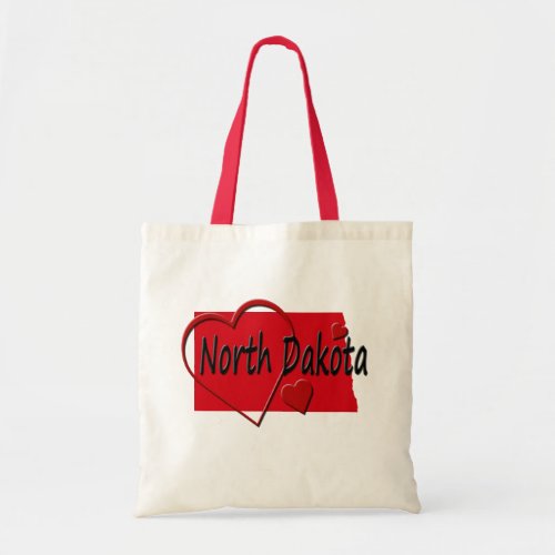 I Love North Dakota Hearts Map Budget Tote Bag