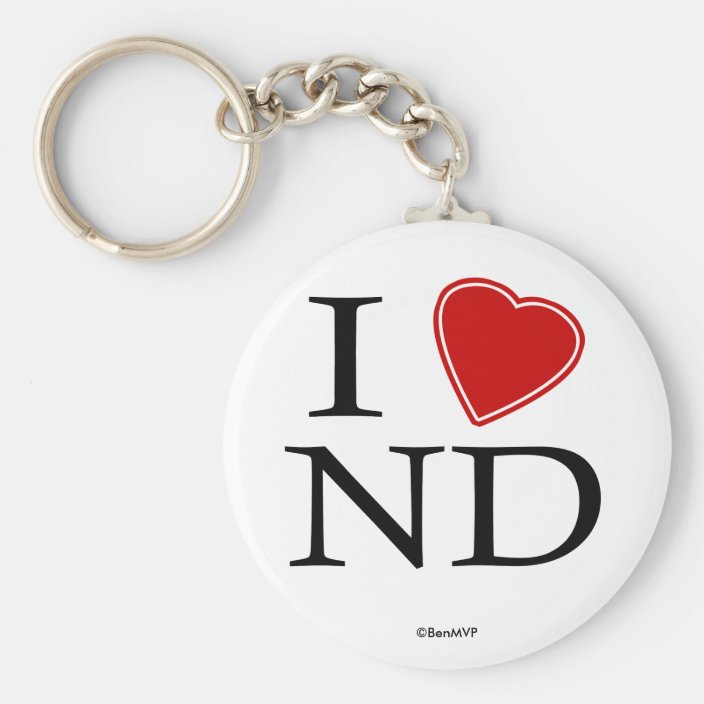 I Love North Dakota Keychain