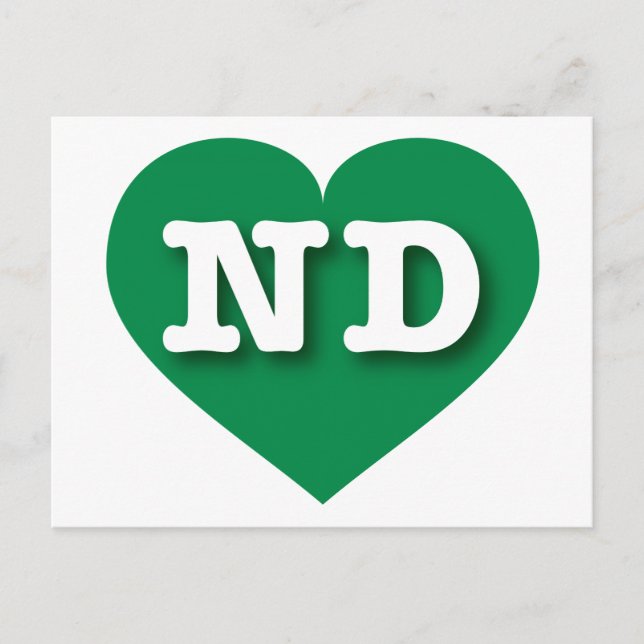 I love North Dakota - ND green heart Postcard (Front)