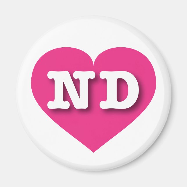 I love North Dakota - ND hot pink heart Magnet (Front)