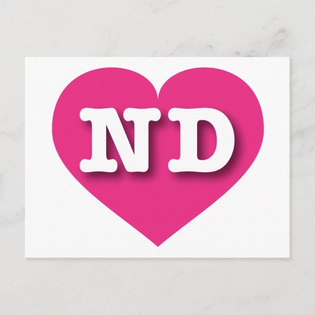 I love North Dakota - ND hot pink heart Postcard (Front)