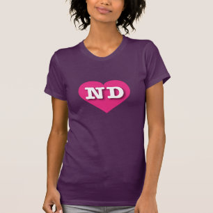 I love North Dakota - ND hot pink heart T-Shirt