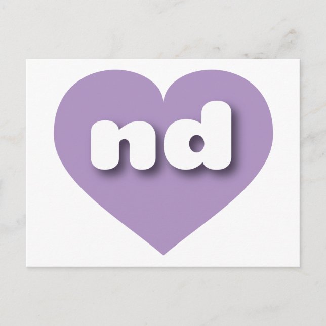 I love North Dakota - nd lavender heart Postcard (Front)