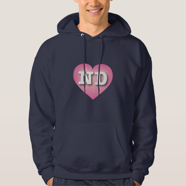 I love North Dakota - ND pink fade heart Hoodie (Front)