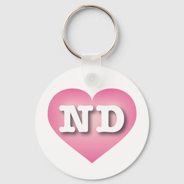 I love North Dakota - ND pink fade heart Keychain (Front)