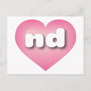 I love North Dakota -  nd pink fade heart Postcard
