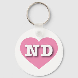 I love North Dakota - ND pink heart Keychain