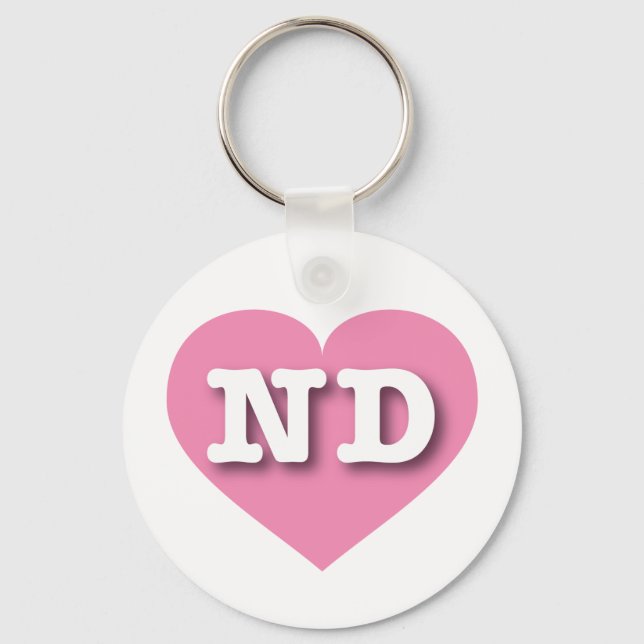 I love North Dakota - ND pink heart Keychain (Front)