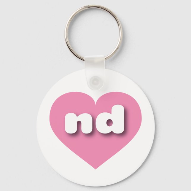 I love North Dakota - nd pink heart Keychain (Front)
