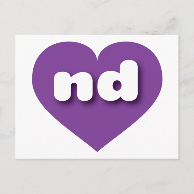 I love North Dakota - nd purple heart Postcard (Front)