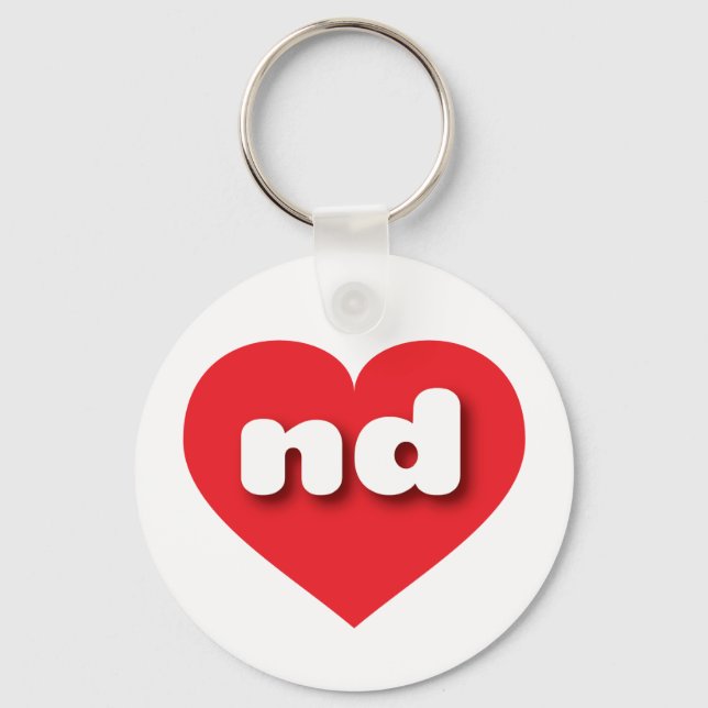 I love North Dakota - nd red heart Keychain (Front)