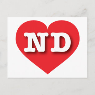 I love North Dakota - ND red heart Postcard