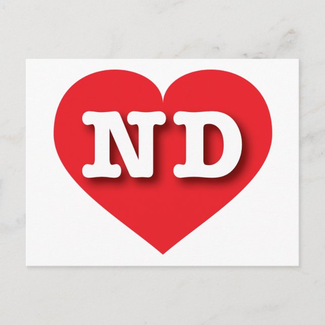 I love North Dakota - ND red heart Postcard (Front)