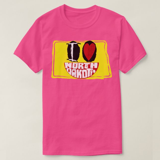 I Love North Dakota Smiling Happy Face T-Shirt (Design Front)