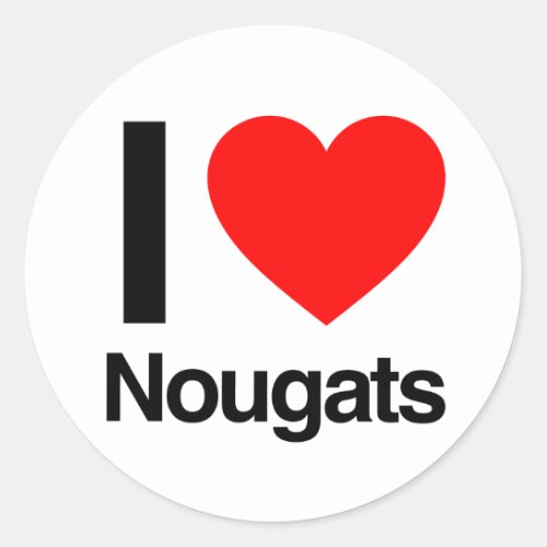 i love nougats classic round sticker