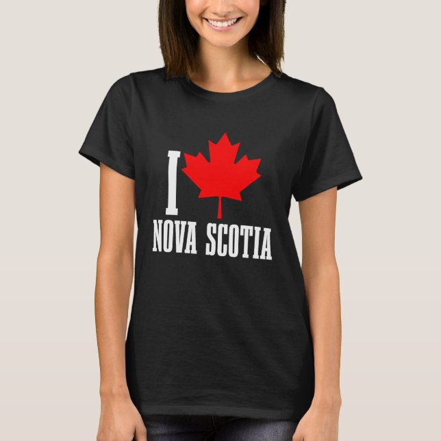 I Love Nova Scotia Maple Leaf Canada Canadian Flag T-Shirt (Front)