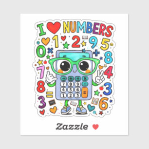 I Love Numbers Cute Math Sticker for Kids