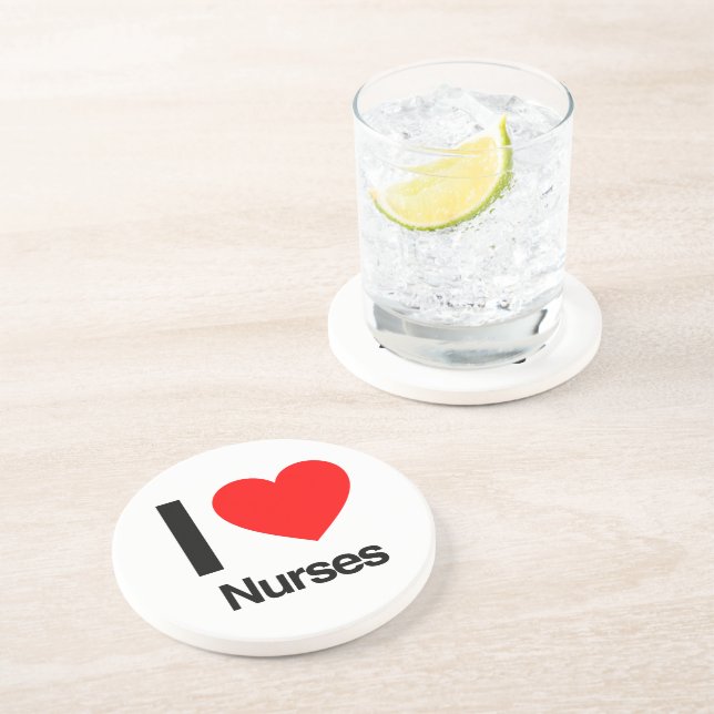 i love nurses drink coaster (Side)