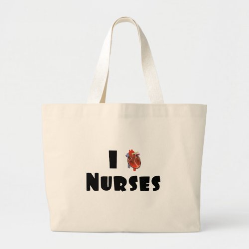 I love nurses large tote bag