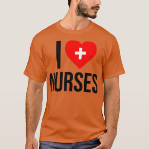 I Love Nurses Medical Heart Cross  T-Shirt